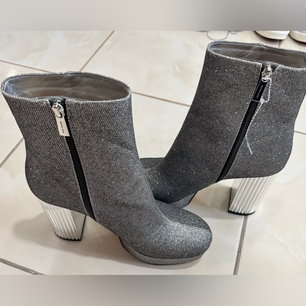 Michael Kors Shimmering Silver Heeled Boots - Picture 6 of 7